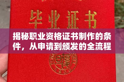 榆阳揭秘职业资格证书制作的条件，从申请到颁发的全流程解析